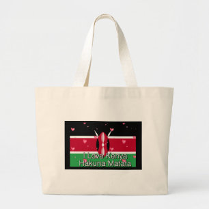 Grand Tote Bag I Love Kenya et "Hakuna Matata" Art Print