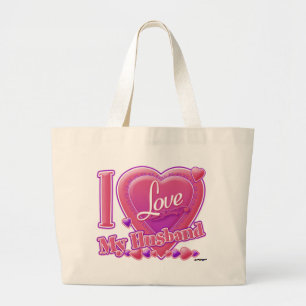 Grand Tote Bag I Love My Husband rose/violet - coeur