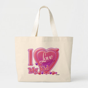 Grand Tote Bag I Love My Kid rose/violet - coeur