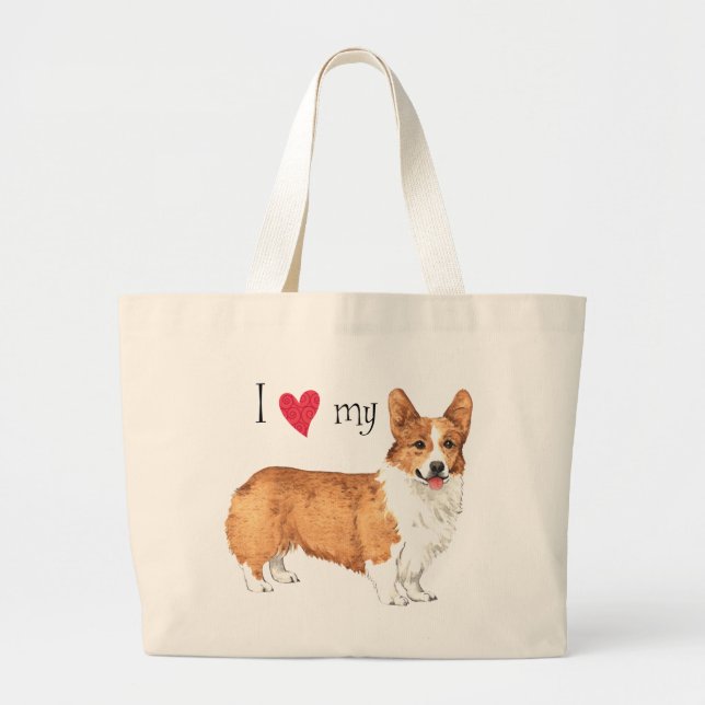 Grand Tote Bag I Love my Pembroke Welsh Corgi (Devant)