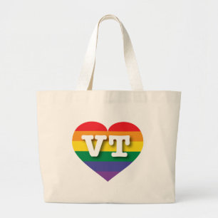 Grand Tote Bag I Love Vermont Rainbow Heart