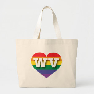 Grand Tote Bag I Love West Virginia Rainbow Heart