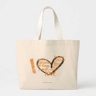 Grand Tote Bag I orange de graffiti de coeur