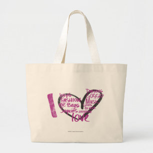 Grand Tote Bag I pourpre de graffiti de coeur