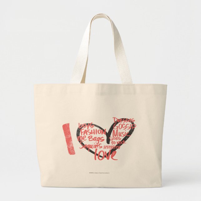 Grand Tote Bag I rose de graffiti de coeur (Devant)