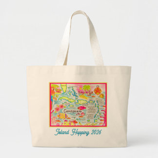 Grand Tote Bag Île caraïbe personnalisée