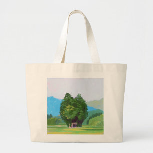 Grand Tote Bag Illustration artistique de paysage serein