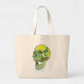 Grand Tote Bag Illustration de crâne qui dégouline de néon – Art