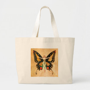 Grand Tote Bag Illustration de femme de Leyendecker papillon Flap