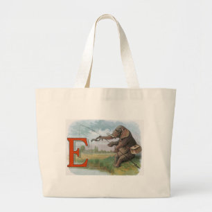 Grand Tote Bag Illustration de la pêche des éléphants