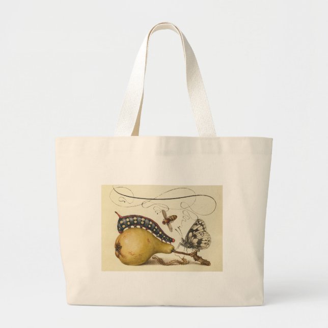 Grand Tote Bag Illustration de l'insecte du fruit du papillon (Devant)