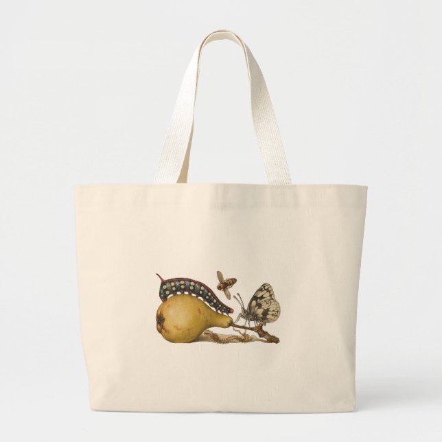 Grand Tote Bag Illustration de l'insecte du fruit du papillon (Devant)