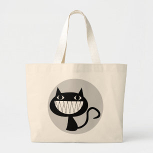 GRAND TOTE BAG ILLUSTRATION DU CHAT NOIR ET BLANC QUIRKY
