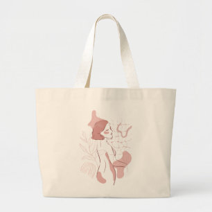 Grand Tote Bag Illustration pour femmes de Bohême Abstraite, Tons