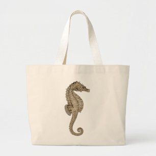 Grand Tote Bag Illustration vintage Seahorse