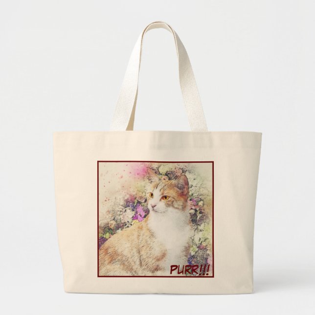 Grand Tote Bag Image de chat de gros plan adorable (Devant)