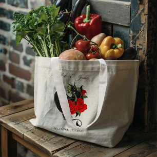 Grand Tote Bag Imaginaire de Roses rouges Dragon Noir