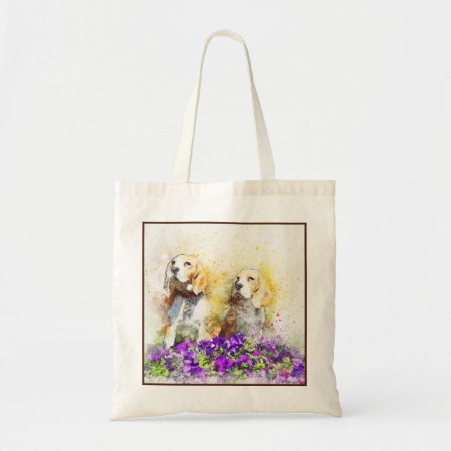 Grand Tote Bag Impression de chien Abstrait (Devant)