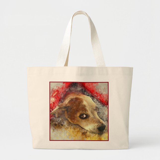 Grand Tote Bag Impression de chien Abstrait (Devant)