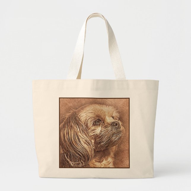 Grand Tote Bag Impression de chien Abstrait (Devant)