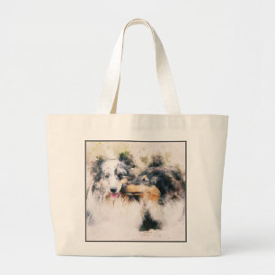 Grand Tote Bag Impression de chien Abstrait