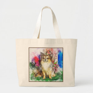 Grand Tote Bag Impression de chien Abstrait