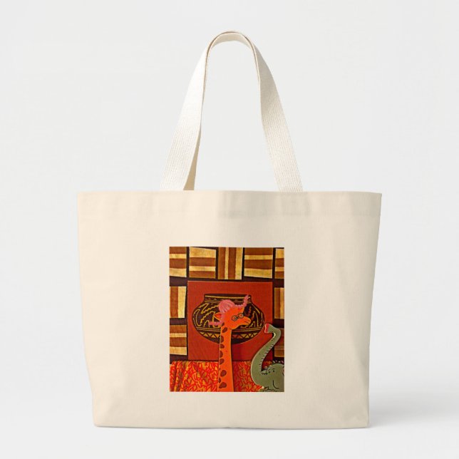 Grand Tote Bag Imprimer Casquette Giraffe (Devant)