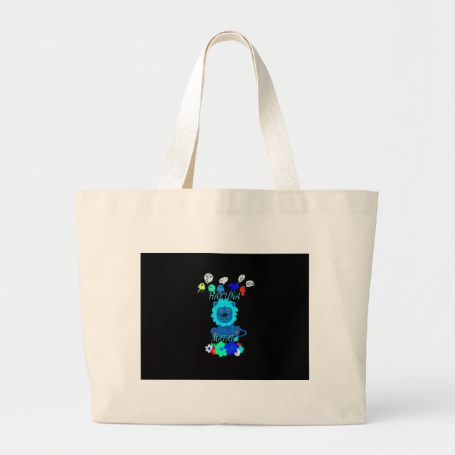 Grand Tote Bag Imprimer Hakuna Matata Lion (Devant)