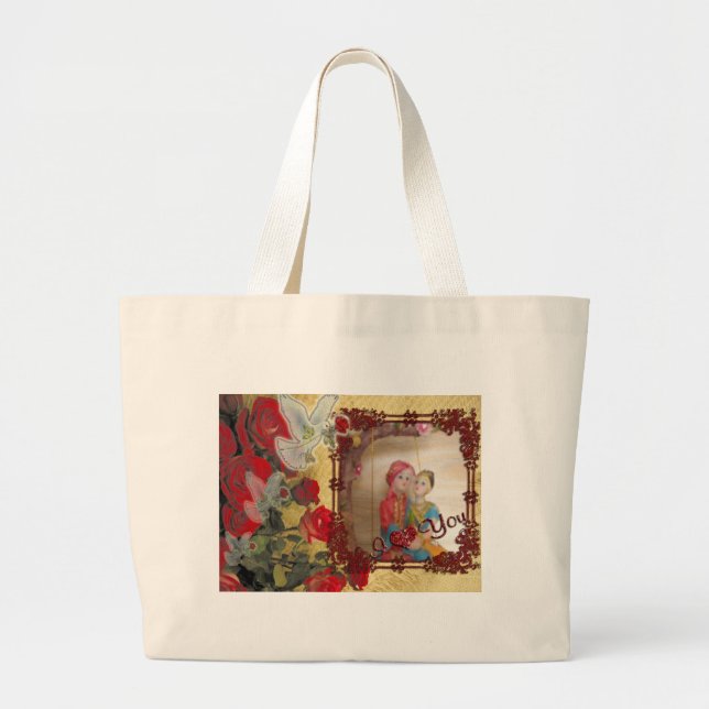 Grand Tote Bag Imprimer mariage Doll Portrait Graphique (Devant)