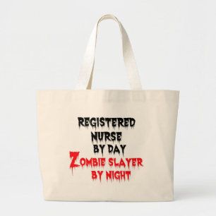 Grand Tote Bag Infirmière inscrite par jour Zombie Slayer par nui