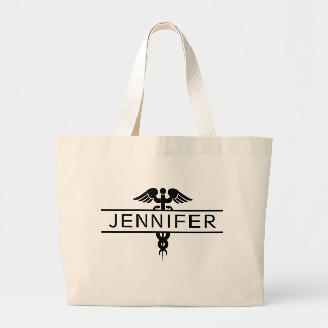 Grand Tote Bag Infirmière personnalisée Caduceus Médicale grand (Devant)
