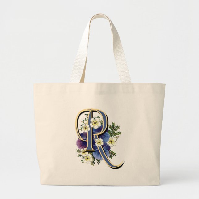 Grand Tote Bag Initiale de pensée - R (Devant)