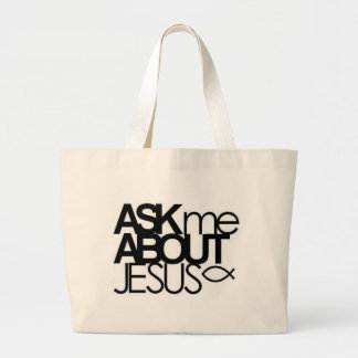 Grand Tote Bag Interrogez-moi au sujet de Jésus Fourre-tout