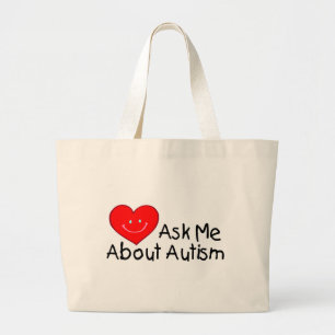 Grand Tote Bag Interrogez-moi au sujet de l'autisme (le coeur)