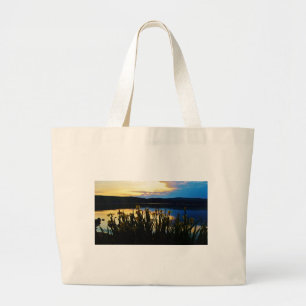 Grand Tote Bag Iris jaunes sur la rive du lac Arrowhead