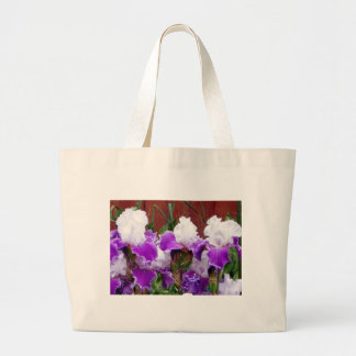 Grand Tote Bag Iris pourpres et blancs