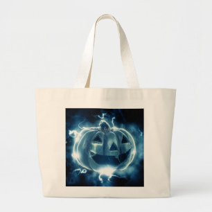 Grand Tote Bag jack-o-lanterne sous la pluie