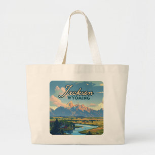 Grand Tote Bag Jackson Hole Wyoming Ranch Tetons Mountains Retro