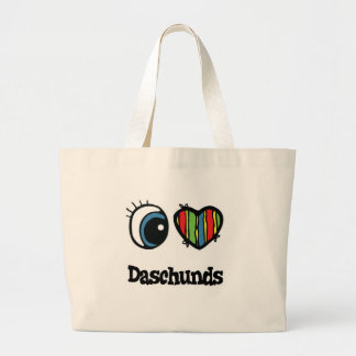 Grand Tote Bag J'adore (cœur) les daschunds
