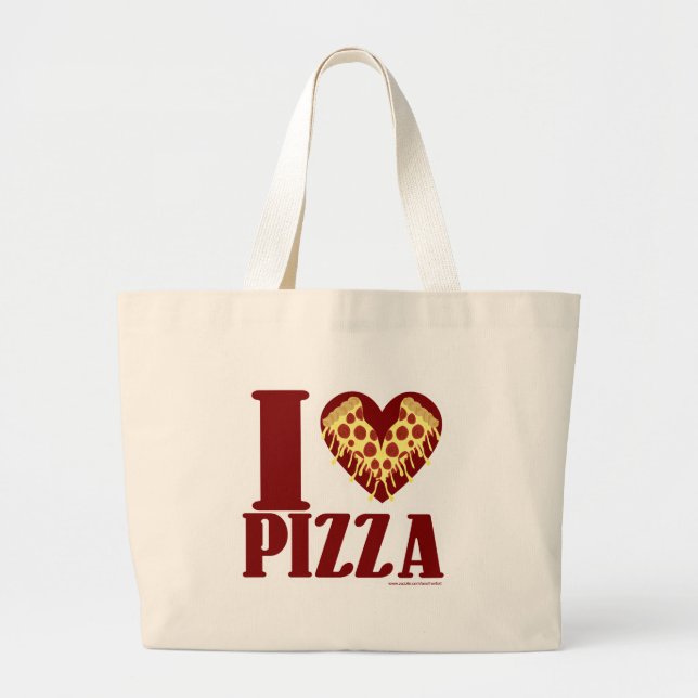 Grand Tote Bag J'adore la pizza (Devant)