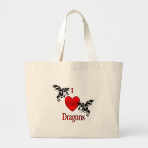 Grand Tote Bag J'adore les dragons