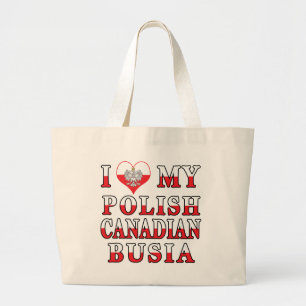 Grand Tote Bag J'adore mon drapeau polonais Busia Canadien
