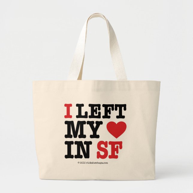 Grand Tote Bag J'ai laissé mon coeur (Devant)