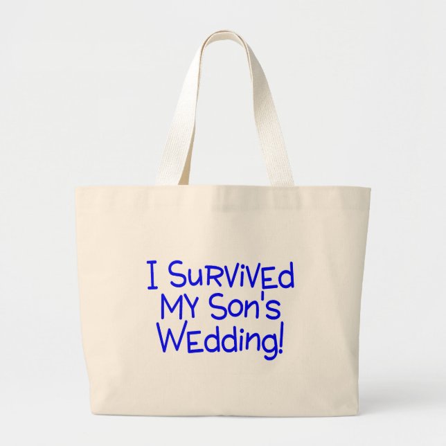 Grand Tote Bag J'ai survécu à mes fils épousant le bleu (Devant)