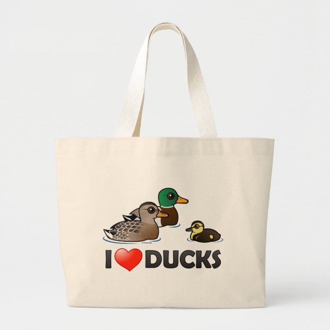 Grand Tote Bag J'aime des canards (Devant)