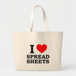 Grand Tote Bag J'aime des feuilles de calcul