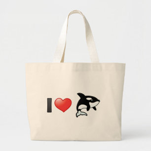 Grand Tote Bag J'aime des orques