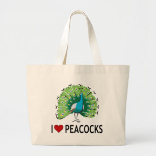 Grand Tote Bag J'aime des paons