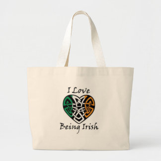 Grand Tote Bag J'aime être coeur celtique irlandais