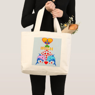 Grand Tote Bag ☘ J'aime irlandais-amoureux St Patrick's Day Styli